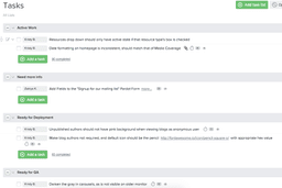 A typical view into one of our project's task lists.